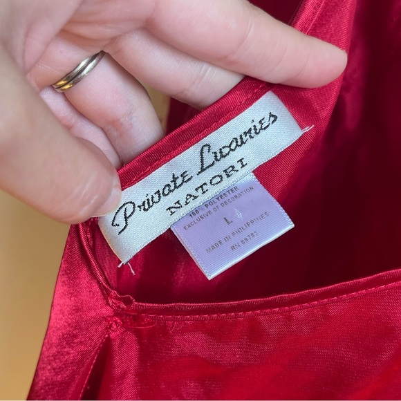 Natori Red Slip Satin Slip Dress Size Large - Picture 5 of 8